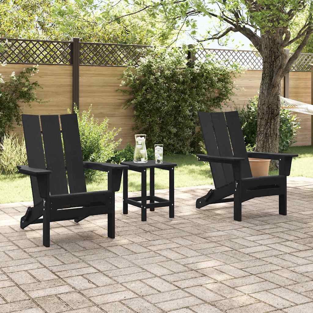 vidaXL Καρέκλα Κήπου 3 pcs Μαύρο 80.5 x 74.5 x 92 εκ Πολυαιθυλένιο