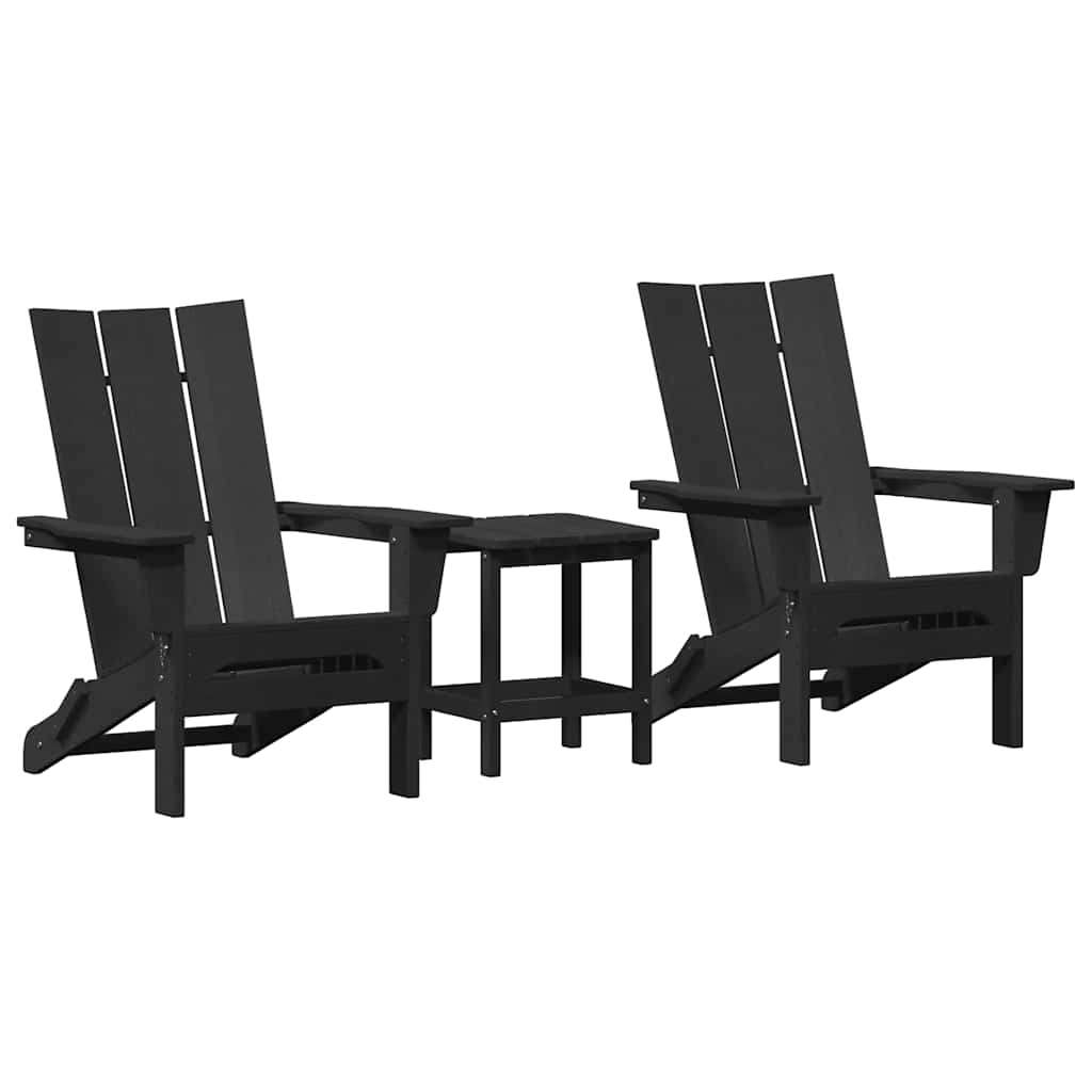vidaXL Καρέκλα Κήπου 3 pcs Μαύρο 80.5 x 74.5 x 92 εκ Πολυαιθυλένιο