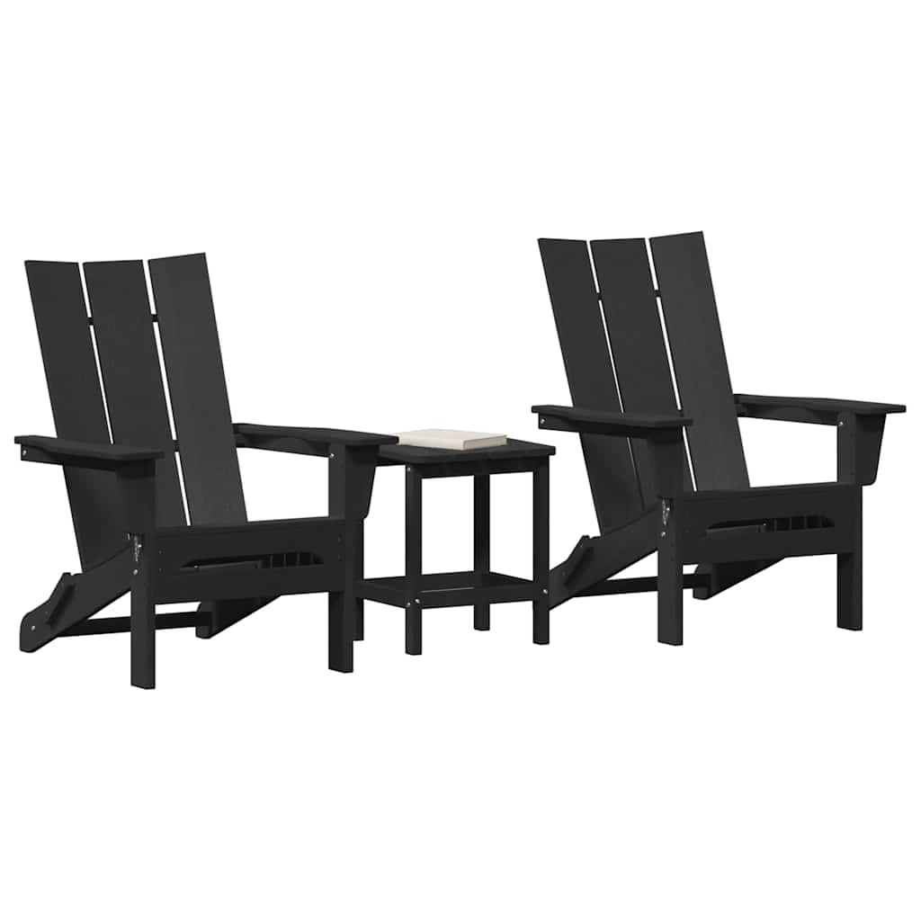 vidaXL Καρέκλα Κήπου 3 pcs Μαύρο 80.5 x 74.5 x 92 εκ Πολυαιθυλένιο
