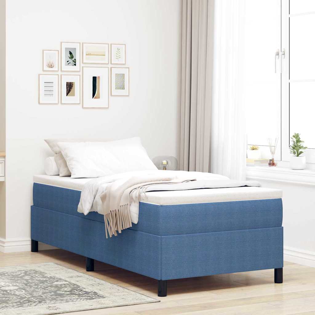 vidaXL Κρεβάτι με ελατήρια Μπλε 90 x 190 cm Υφασμάτινο Κορντουρά