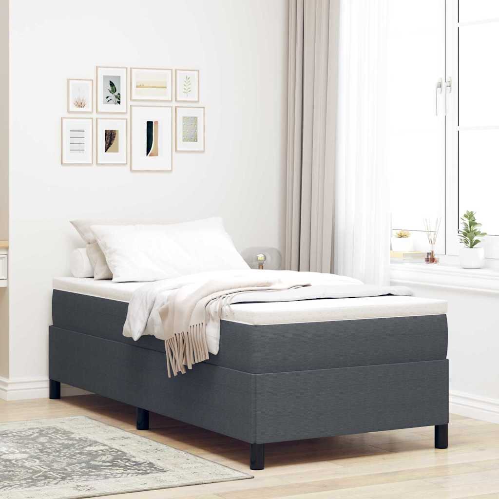 vidaXL Κρεβάτι με ελατήρια Σκούρο Γκρι 90 x 200 cm