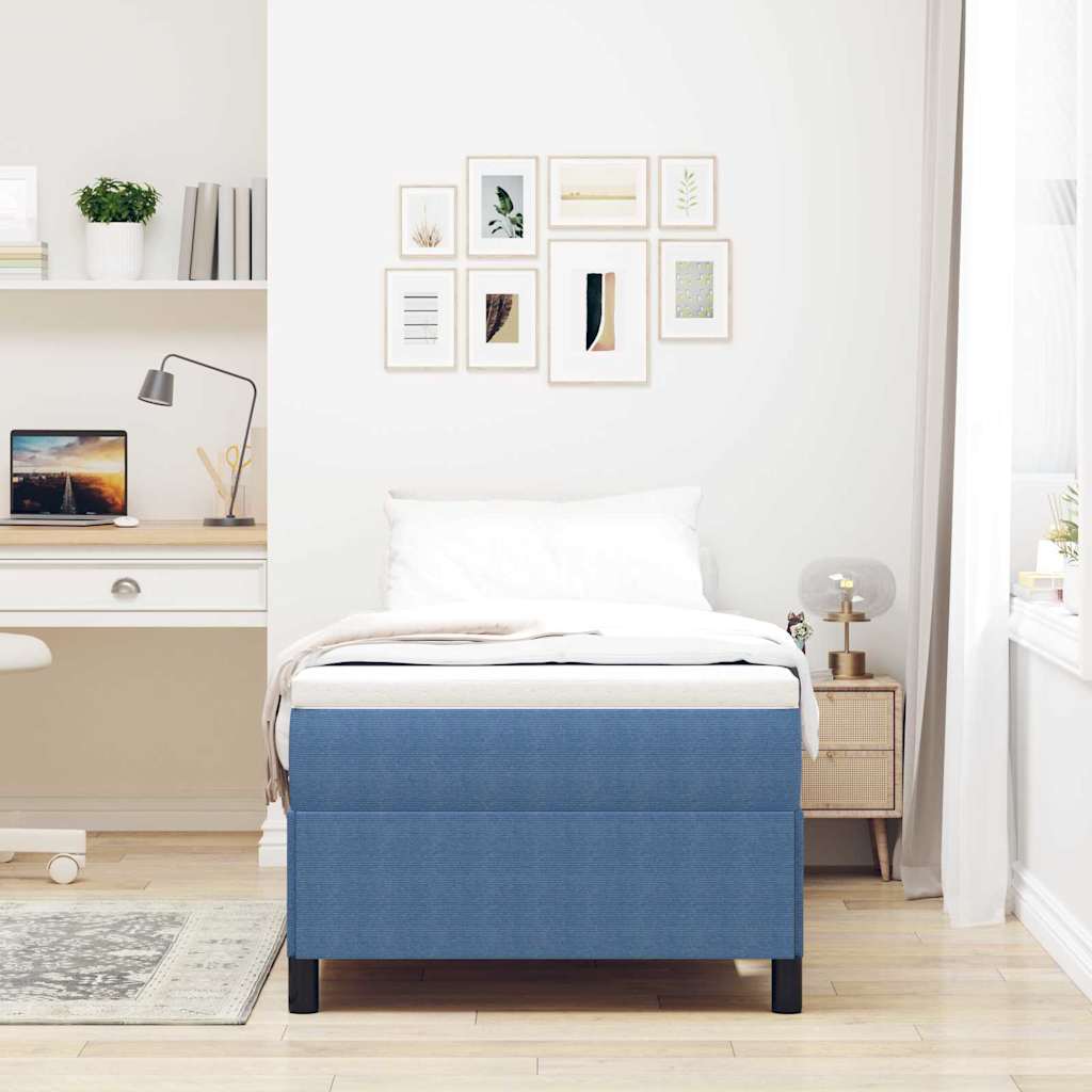 vidaXL Κρεβάτι με ελατήρια Μπλε 100 x 200 cm Υφασμάτινο Κορντουρά