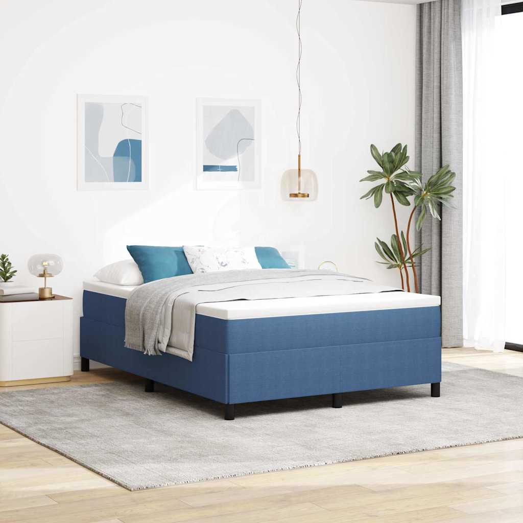 vidaXL Κρεβάτι με ελατήρια Μπλε 160 x 200 cm Υφασμάτινο Κορντουρά