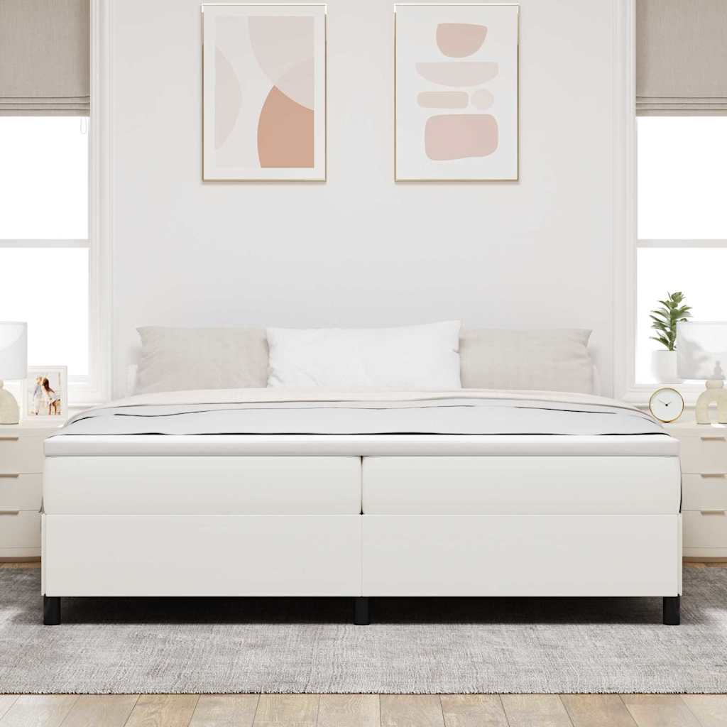 vidaXL Κρεβάτι με ελατήρια Κρεμ 200 x 200 cm Υφασμάτινο Κορντουρά