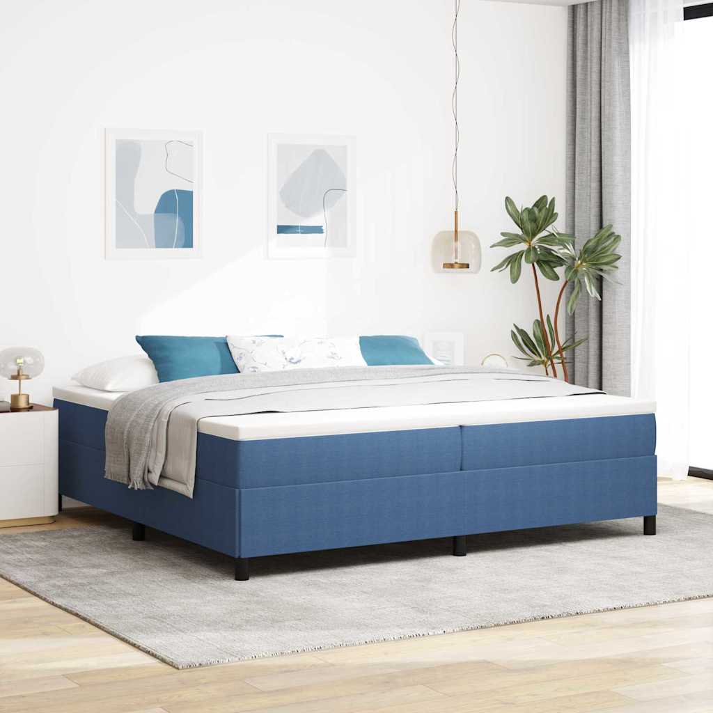vidaXL Κρεβάτι με ελατήρια Μπλε 200 x 200 cm Υφασμάτινο Κορντουρά