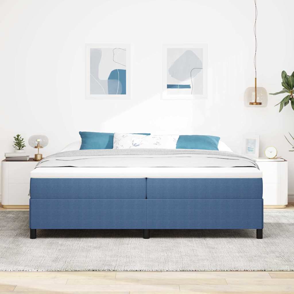 vidaXL Κρεβάτι με ελατήρια Μπλε 200 x 200 cm Υφασμάτινο Κορντουρά