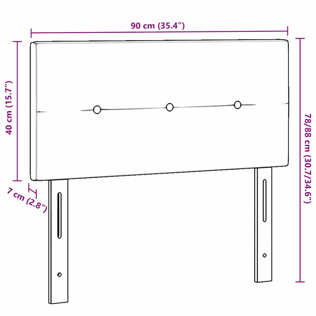 vidaXL Κεφαλάρι με κεφαλάρι Κρεμ 90 cm ύφασμα