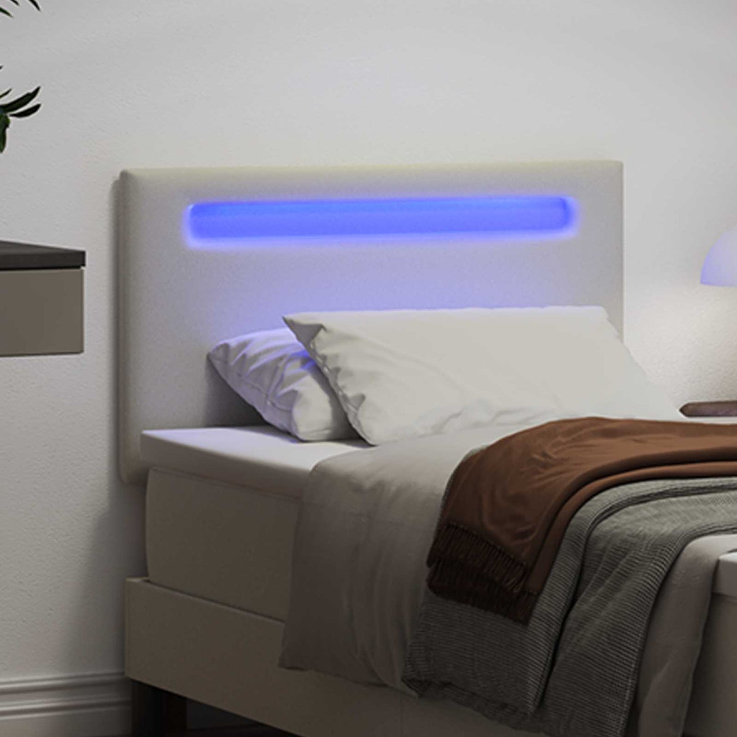 vidaXL LED κεφαλάρι Λευκό 90 cm Τεχνητό Δέρμα