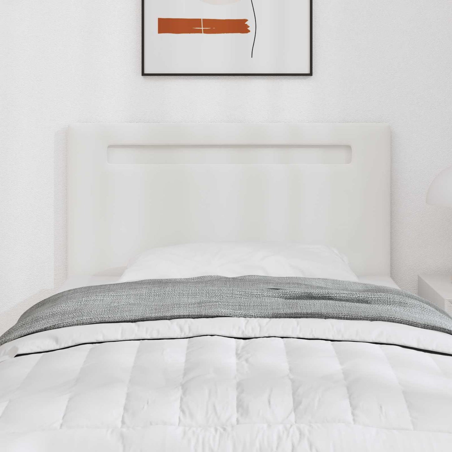 vidaXL LED κεφαλάρι Λευκό 90 cm Τεχνητό Δέρμα