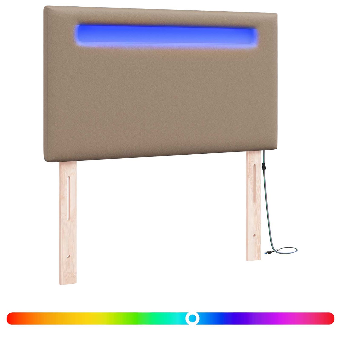 vidaXL LED κεφαλάρι Καπουτσίνο Τεχνητό Δέρμα