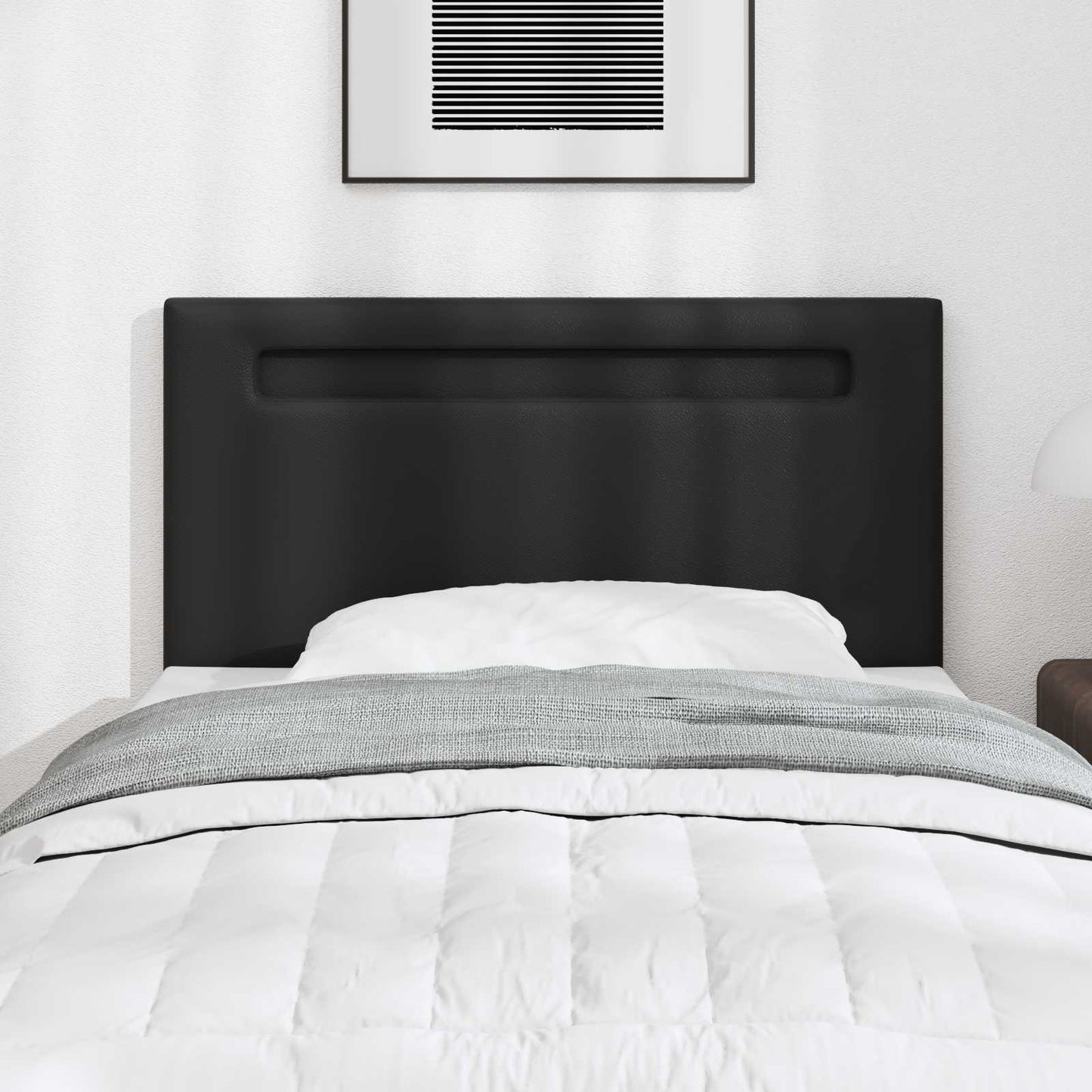 vidaXL LED κεφαλάρι Μαύρο Τεχνητό Δέρμα