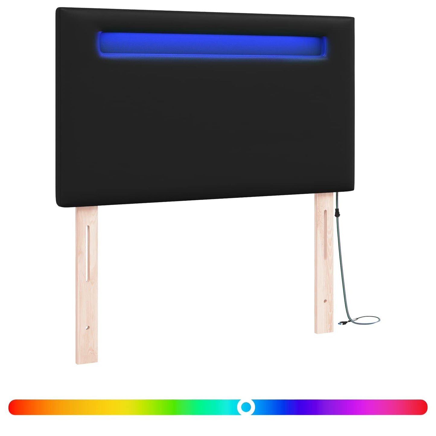 vidaXL LED κεφαλάρι Μαύρο Τεχνητό Δέρμα