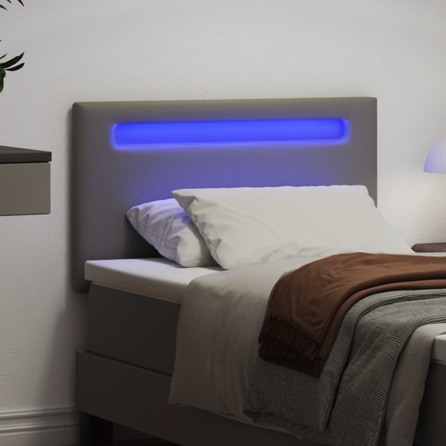 vidaXL LED κεφαλάρι Γκρι 100 cm Τεχνητό Δέρμα