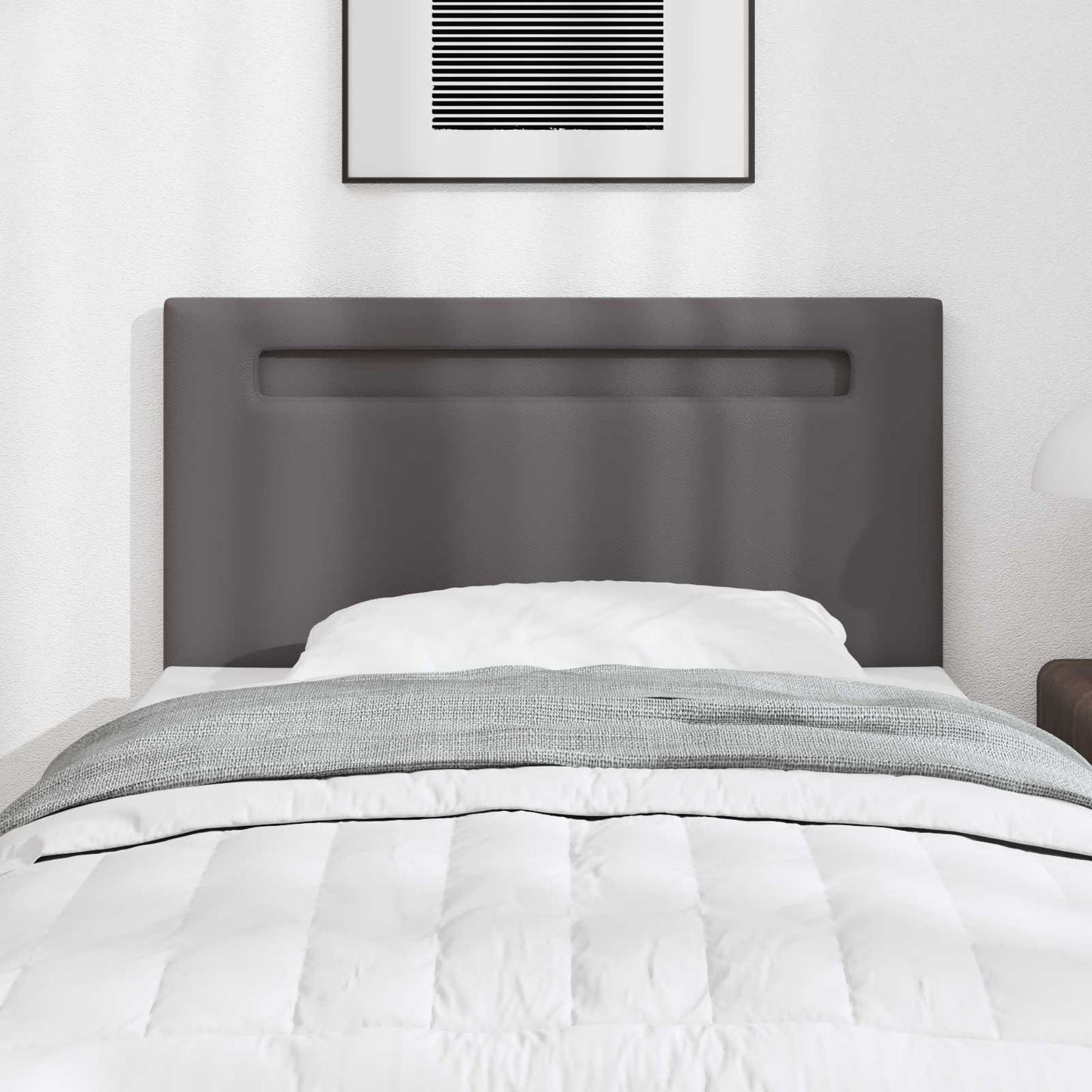 vidaXL LED κεφαλάρι Γκρι 100 cm Τεχνητό Δέρμα
