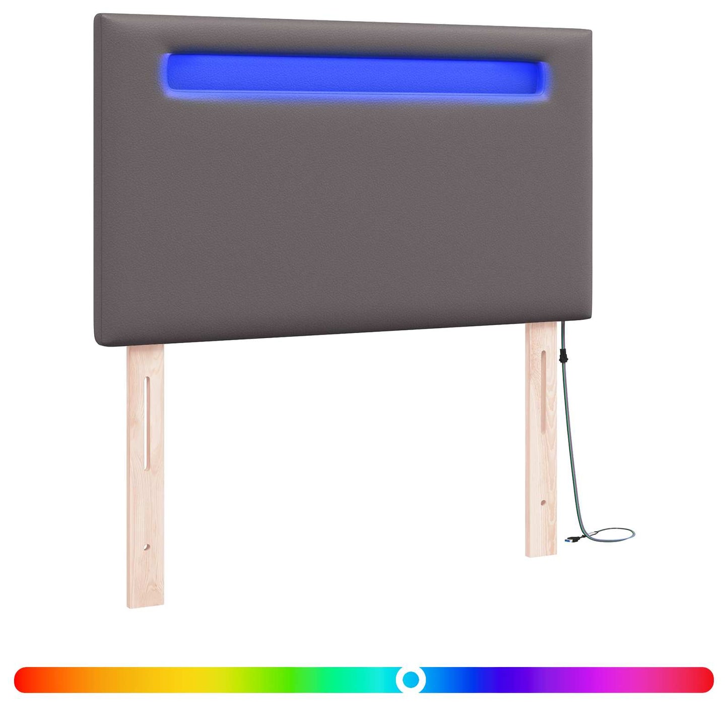 vidaXL LED κεφαλάρι Γκρι 100 cm Τεχνητό Δέρμα