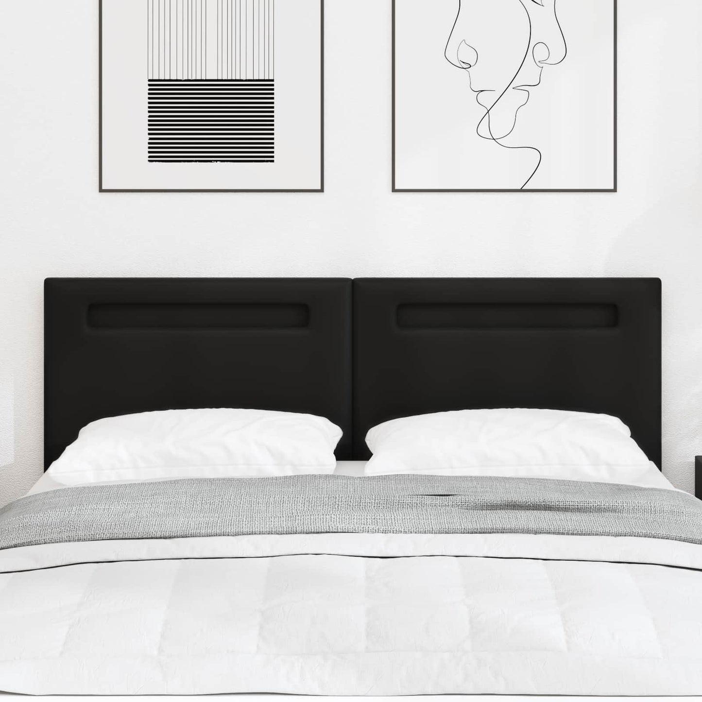 vidaXL LED κεφαλάρι Μαύρο 144 cm Τεχνητό Δέρμα
