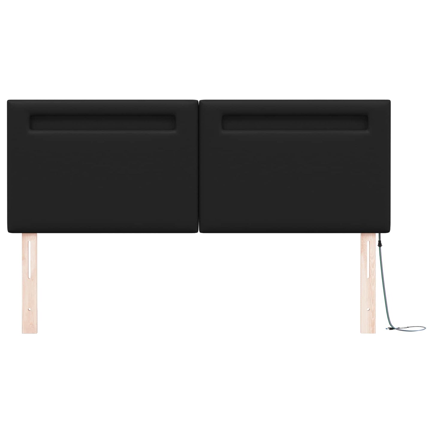 vidaXL LED κεφαλάρι Μαύρο 144 cm Τεχνητό Δέρμα