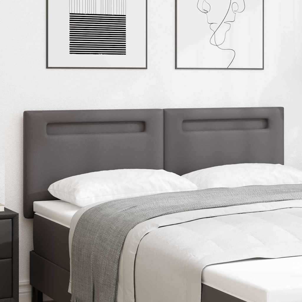 vidaXL LED κεφαλάρι Γκρι 144 cm Τεχνητό Δέρμα