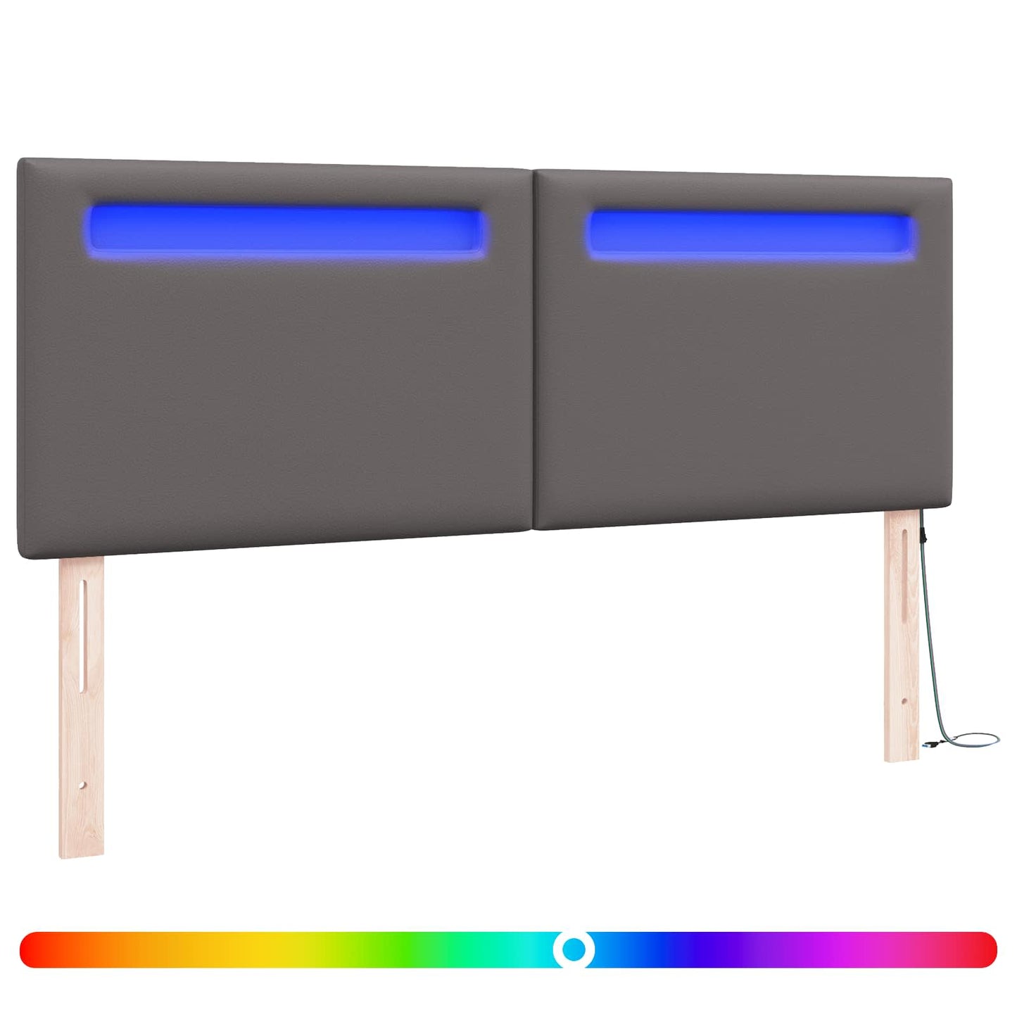vidaXL LED κεφαλάρι Γκρι 144 cm Τεχνητό Δέρμα