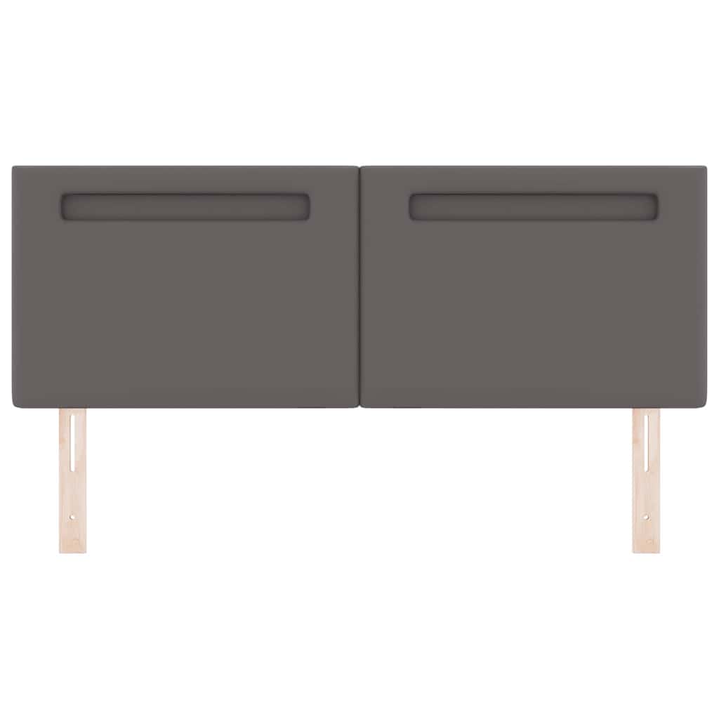 vidaXL LED κεφαλάρι Γκρι 144 cm Τεχνητό Δέρμα