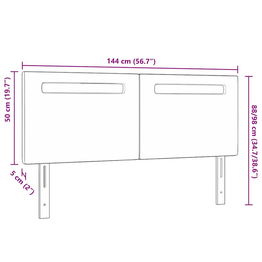 vidaXL LED κεφαλάρι Γκρι 144 cm Τεχνητό Δέρμα
