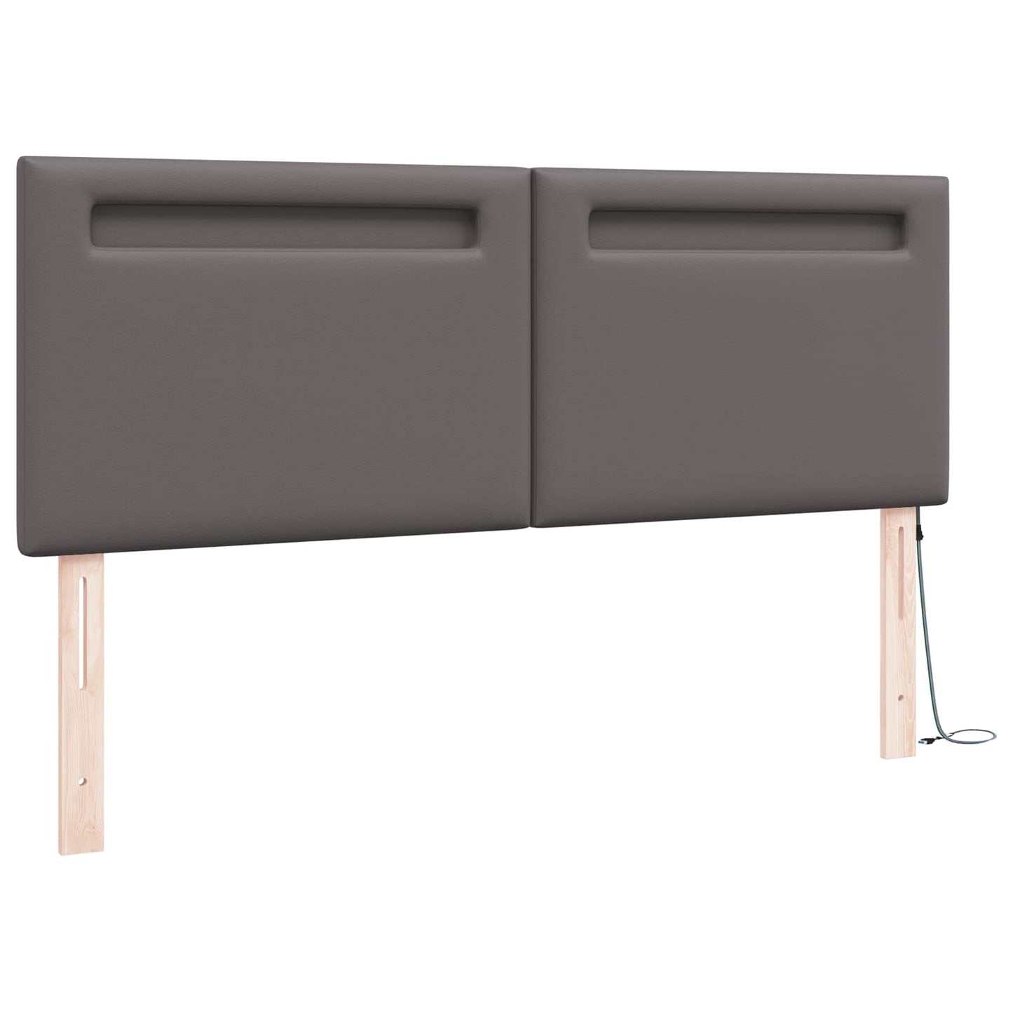 vidaXL LED κεφαλάρι Γκρι 160 cm Τεχνητό Δέρμα