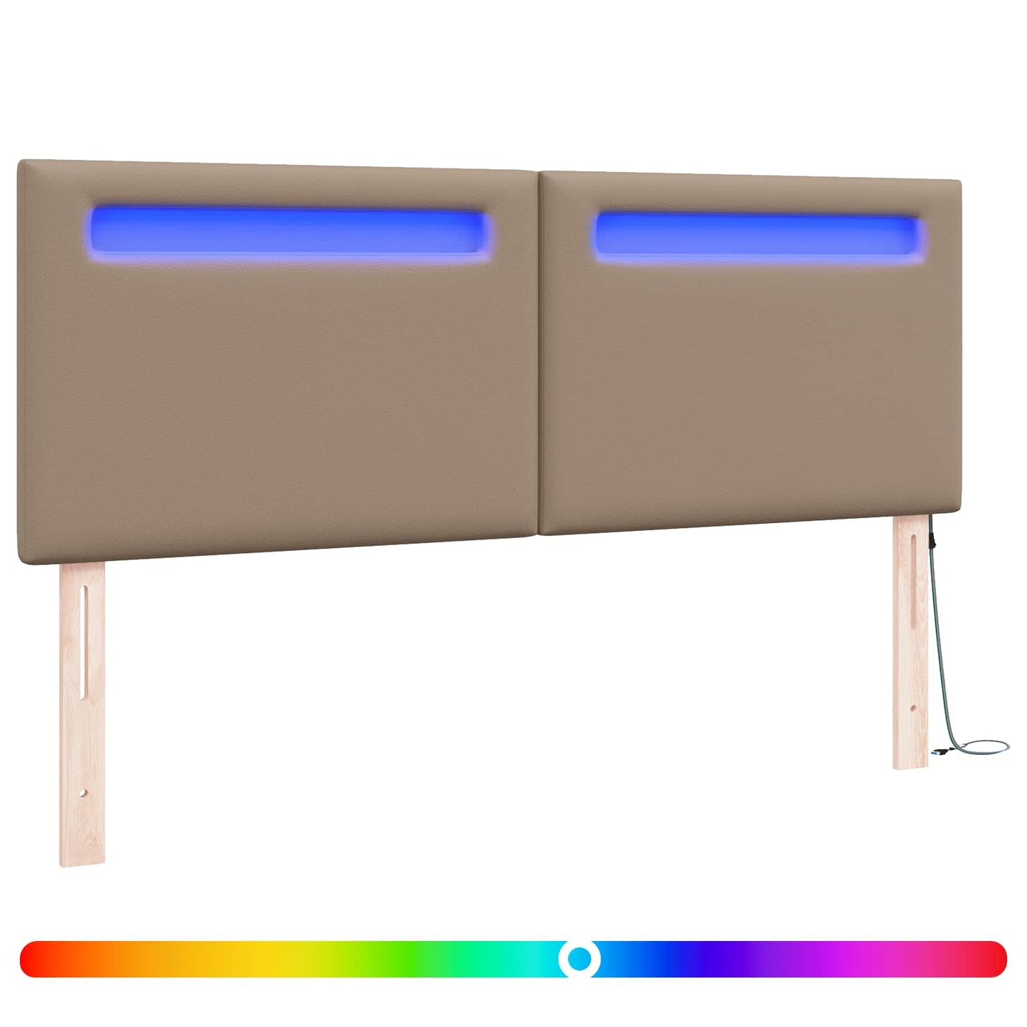 vidaXL LED κεφαλάρι Καπουτσίνο 160 cm Τεχνητό Δέρμα