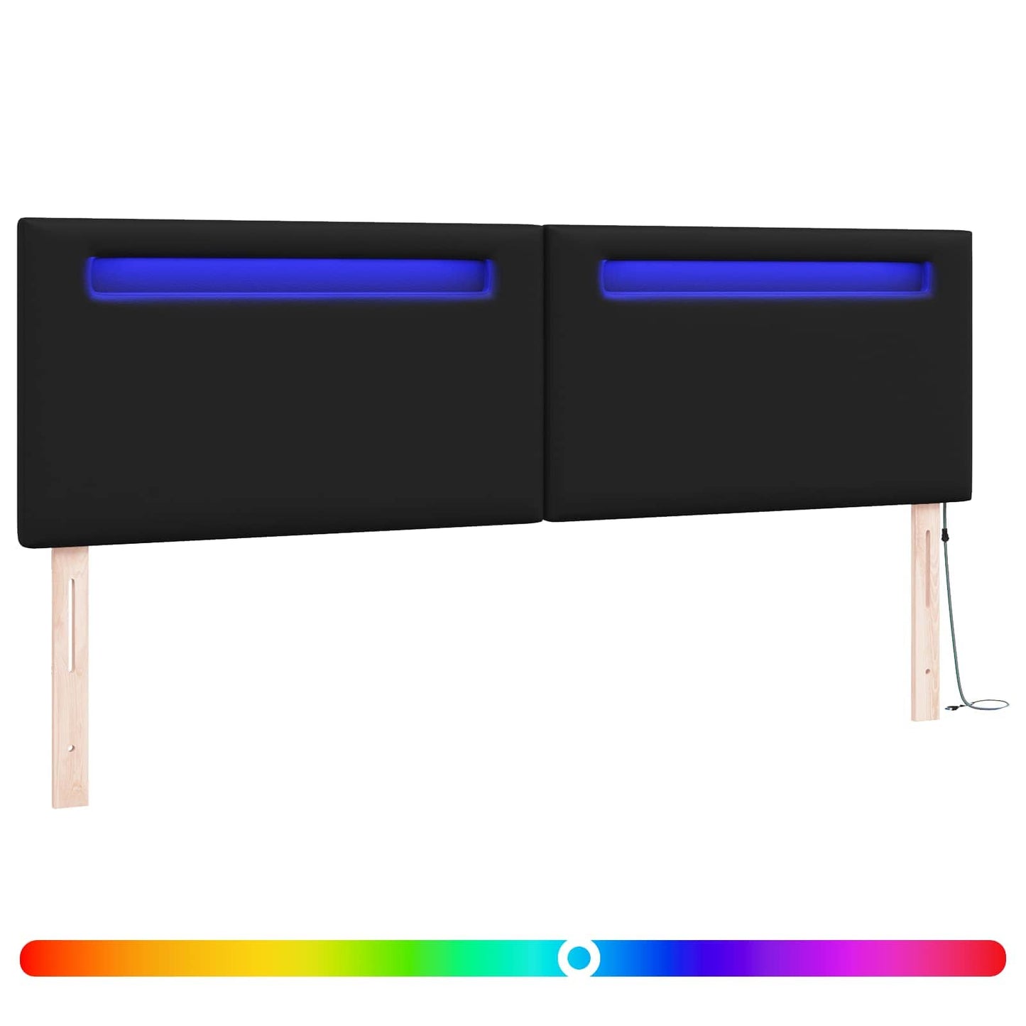 vidaXL LED κεφαλάρι Μαύρο Τεχνητό Δέρμα