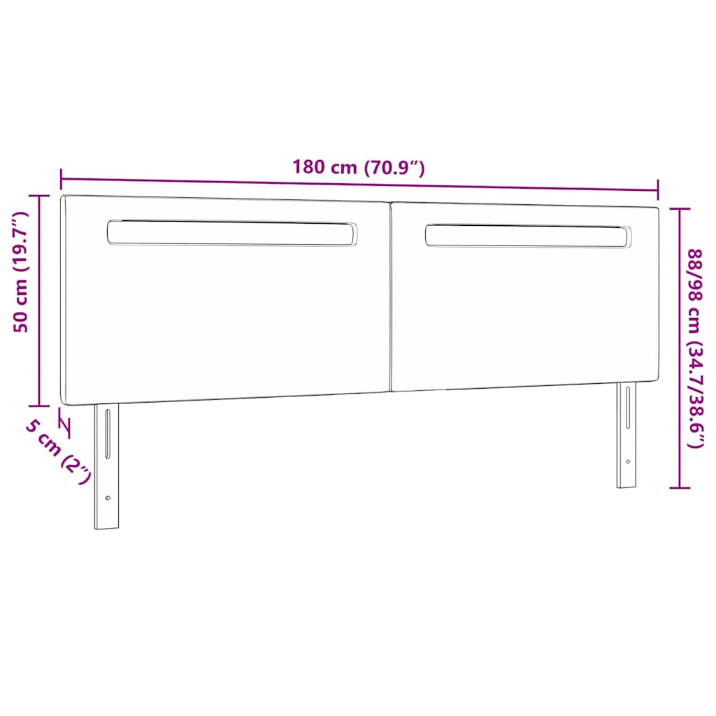 vidaXL Κεφαλάρι Επιτοίχιο με κεφαλάρι Μαύρο 180 cm PVC