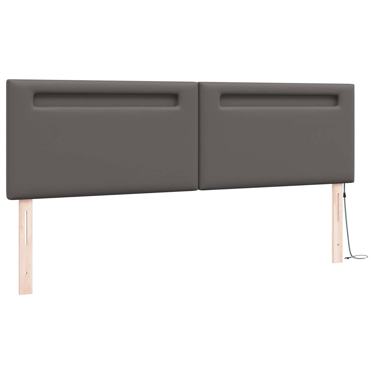 vidaXL LED κεφαλάρι Γκρι 180 cm Τεχνητό Δέρμα