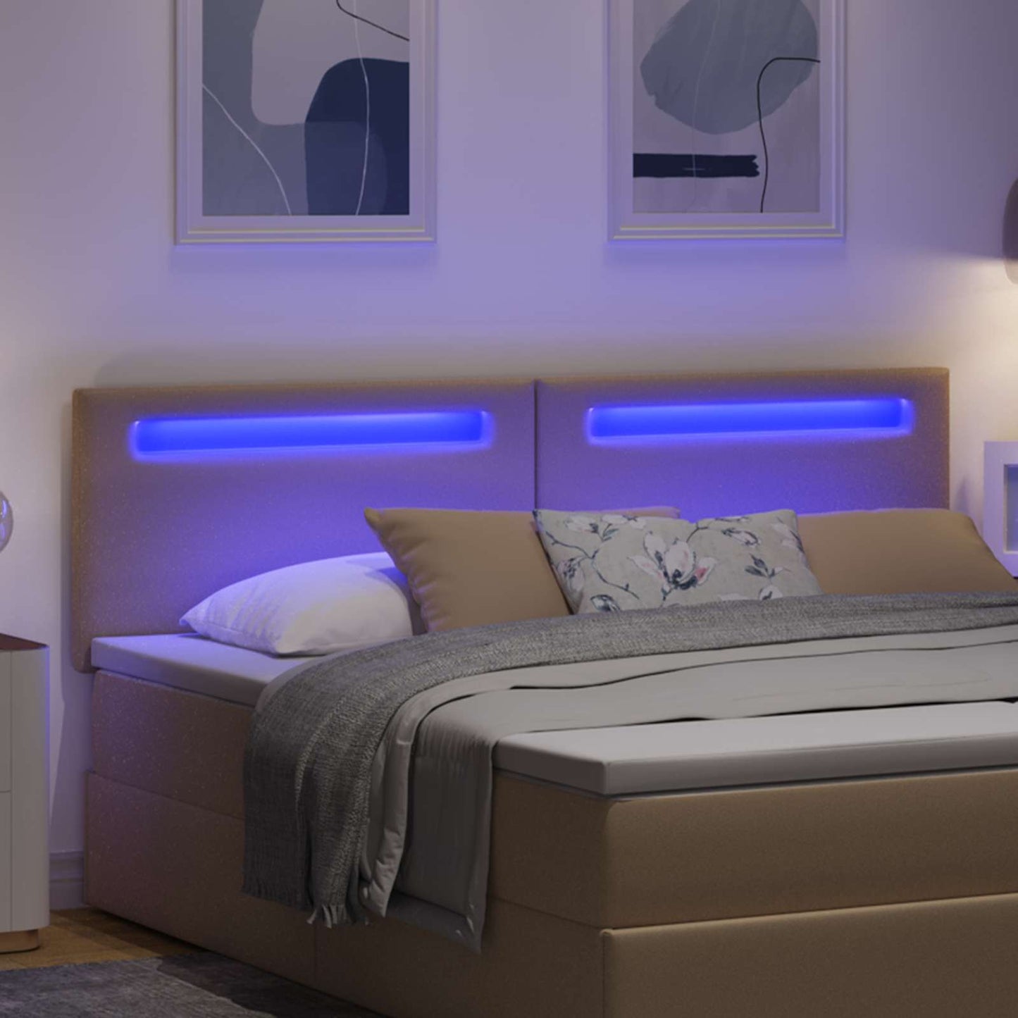 vidaXL LED κεφαλάρι Καπουτσίνο 180 cm Τεχνητό Δέρμα