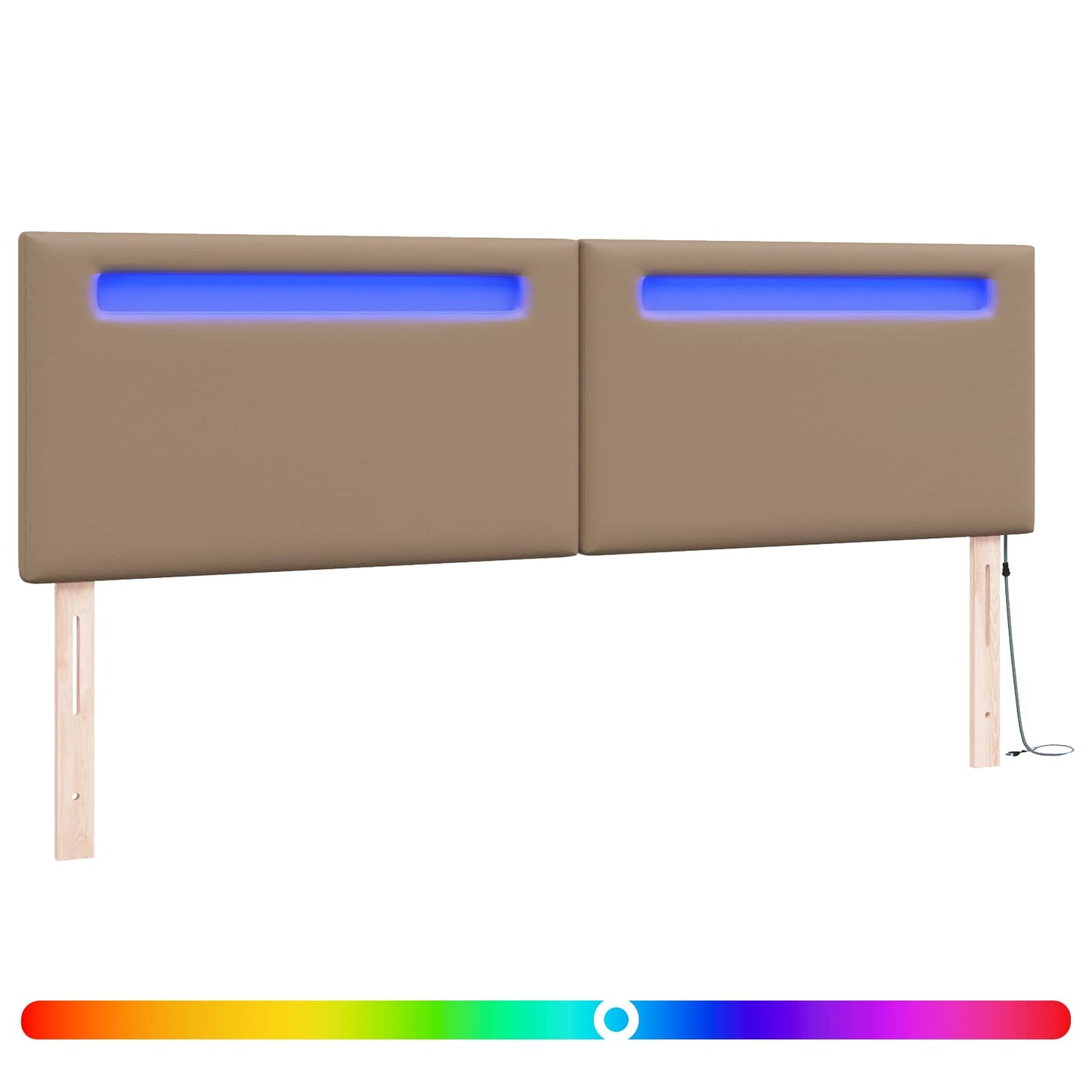 vidaXL LED κεφαλάρι Καπουτσίνο 180 cm Τεχνητό Δέρμα