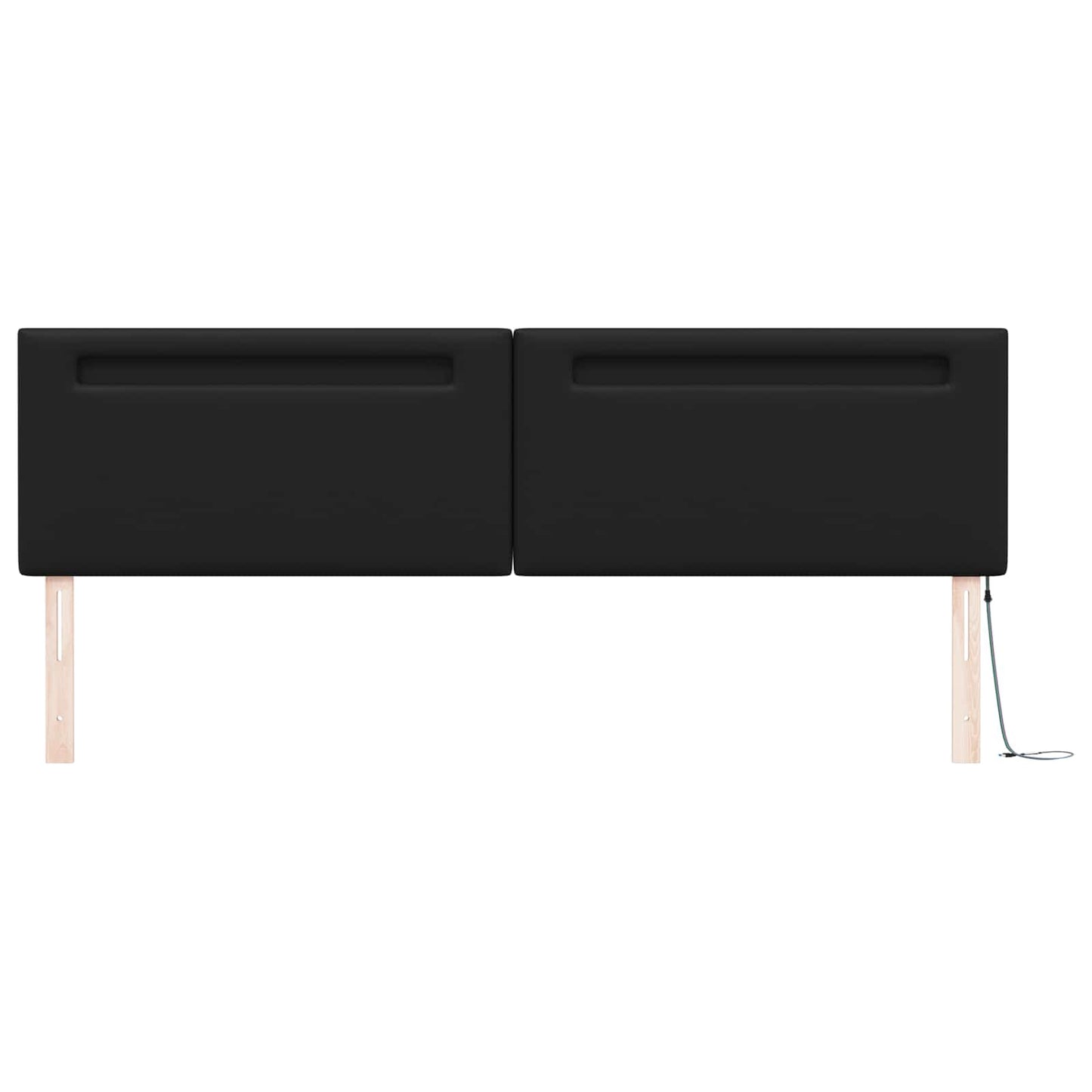 vidaXL LED κεφαλάρι Μαύρο 200 cm Τεχνητό Δέρμα