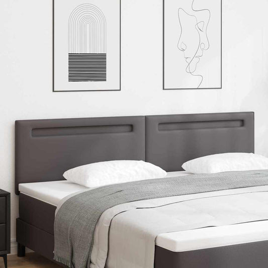 vidaXL Κεφαλάρι με φώτα λωρίδας LED Επιτοίχιο Γκρι 200 cm PVC