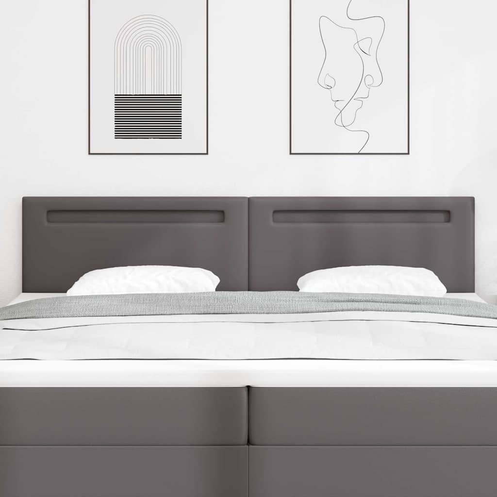 vidaXL Κεφαλάρι με φώτα λωρίδας LED Επιτοίχιο Γκρι 200 cm PVC