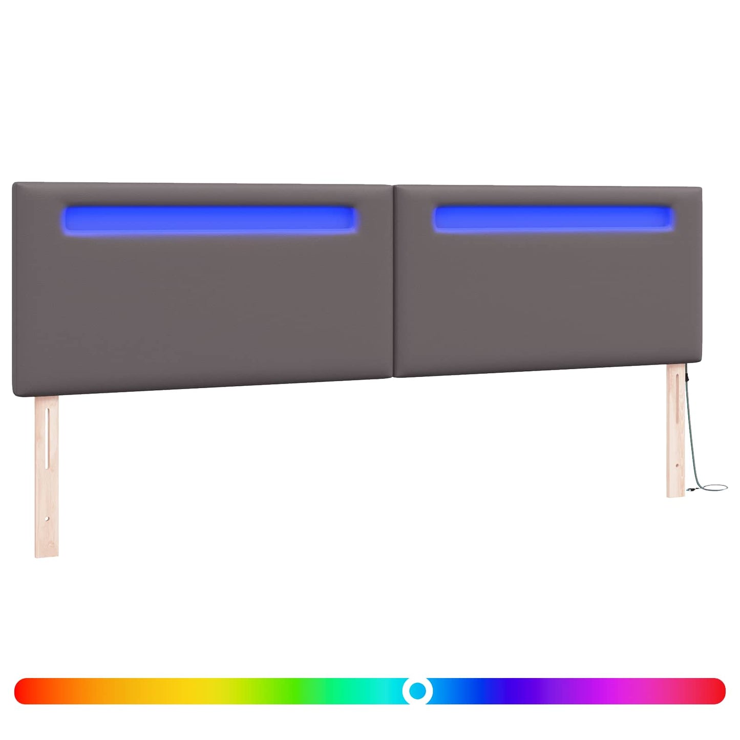 vidaXL LED κεφαλάρι Γκρι Τεχνητό Δέρμα
