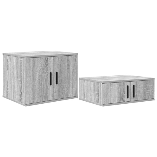 vidaXL Ντουλάπι αποθήκευσης 2 pcs Γκρίζο Σονομα 127 x 41 x 40 εκ