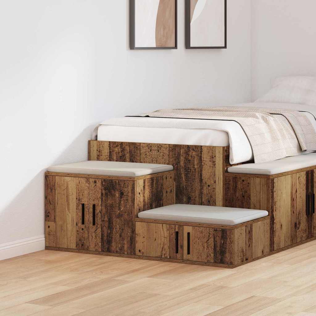 vidaXL Ντουλάπι αποθήκευσης 2 pcs Παλιό ξύλο 127 x 41 x 40 εκ