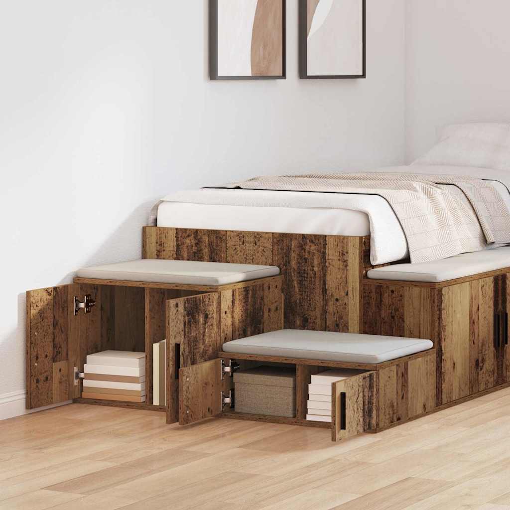 vidaXL Ντουλάπι αποθήκευσης 2 pcs Παλιό ξύλο 127 x 41 x 40 εκ