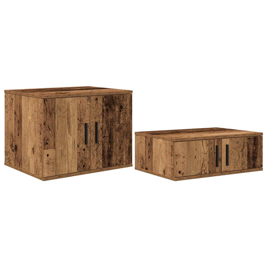 vidaXL Ντουλάπι αποθήκευσης 2 pcs Παλιό ξύλο 127 x 41 x 40 εκ