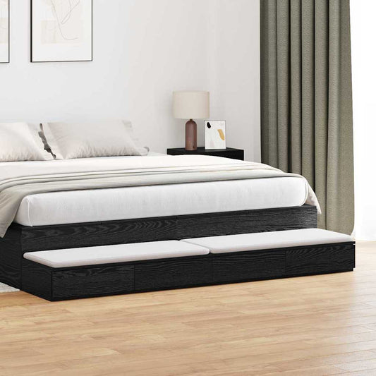 vidaXL Συρτάρια κρεβατιού Μαύρη Οξυά 200 x 36,5 x 16,5 εκ