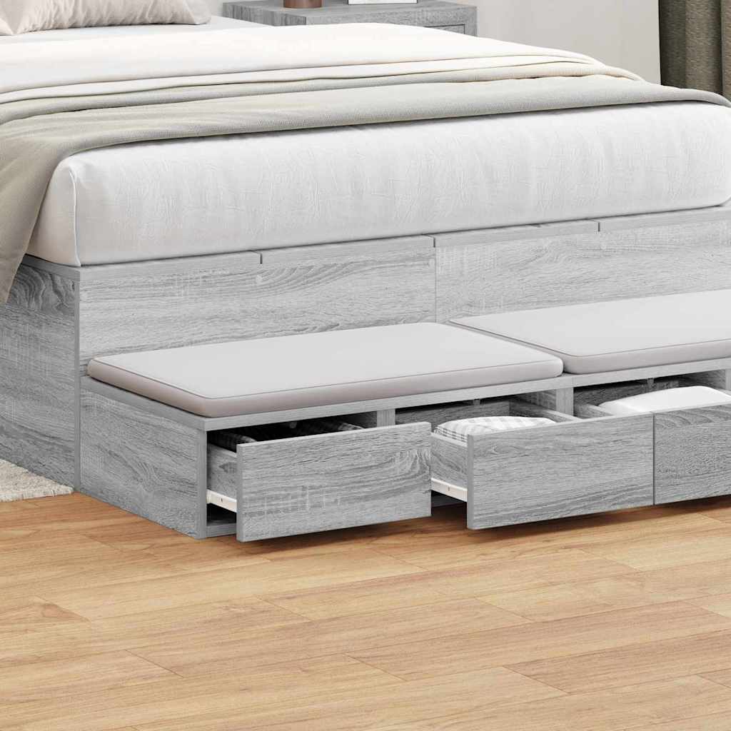 vidaXL Συρτάρια κρεβατιού Γκρίζο Σονομα 120 x 36,5 x 16,5 εκ