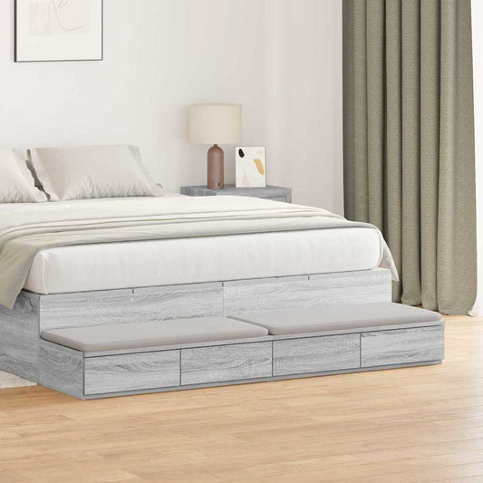 vidaXL Συρτάρια κρεβατιού Γκρίζο Σονομα 150 x 36,5 x 16,5 εκ