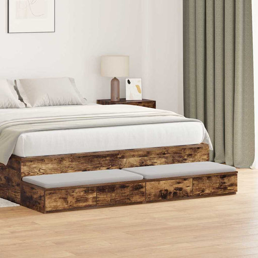 vidaXL Συρτάρια κρεβατιού Καπνιστό Δρύς 160 x 36,5 x 16,5 εκ