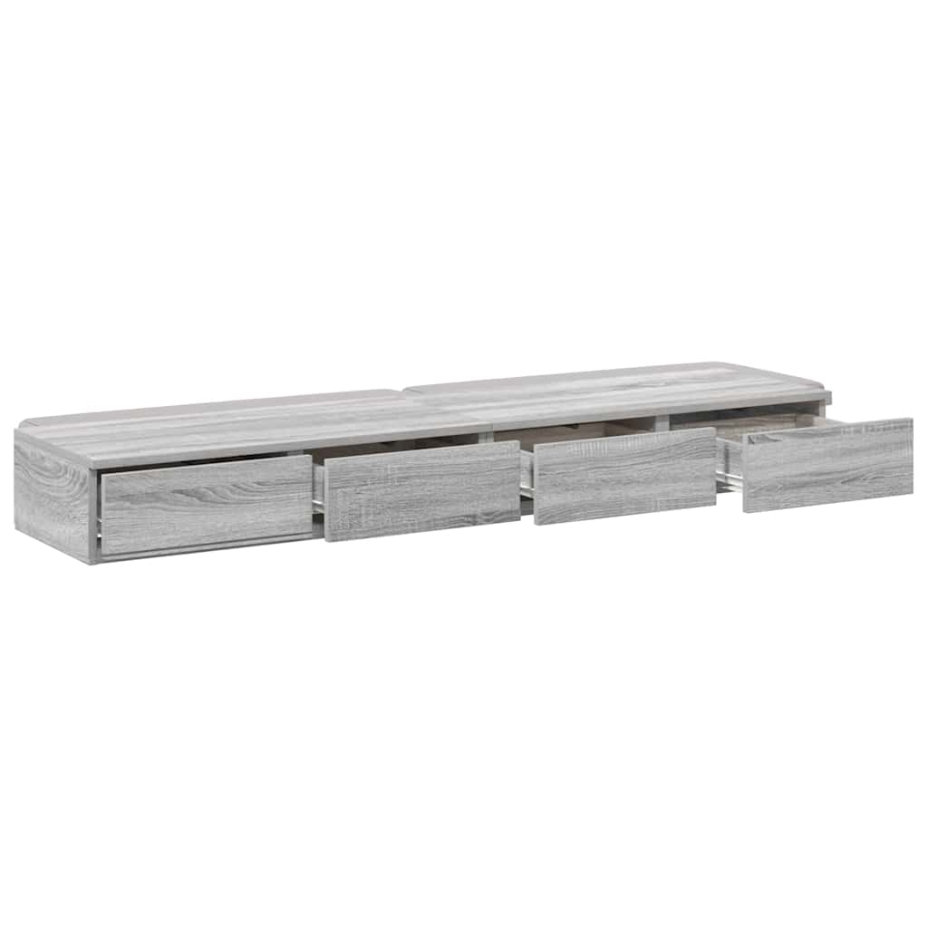 vidaXL Συρτάρια κρεβατιού Γκρίζο Σονομα 160 x 36,5 x 16,5 εκ