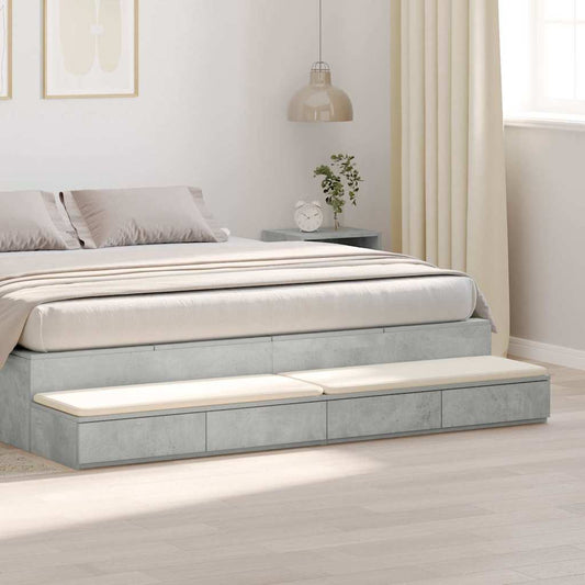 vidaXL Συρτάρια κρεβατιού Σκυρόδεμα Γκρι 180 x 36,5 x 16,5 εκ