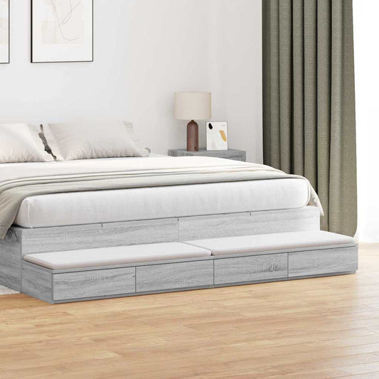 vidaXL Συρτάρια κρεβατιού Γκρίζο Σονομα 180 x 36,5 x 16,5 εκ