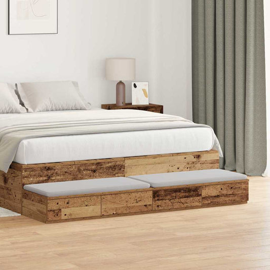 vidaXL Συρτάρια κρεβατιού Παλιό ξύλο 135 x 36,5 x 16,5 εκ