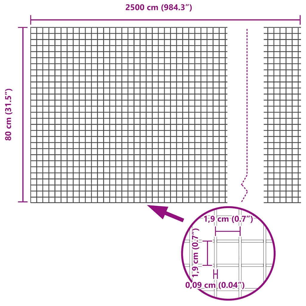 vidaXL Συγκολλητός φράχτης από σύρμα Γκρι 0.8 x 25 m Ατσάλι