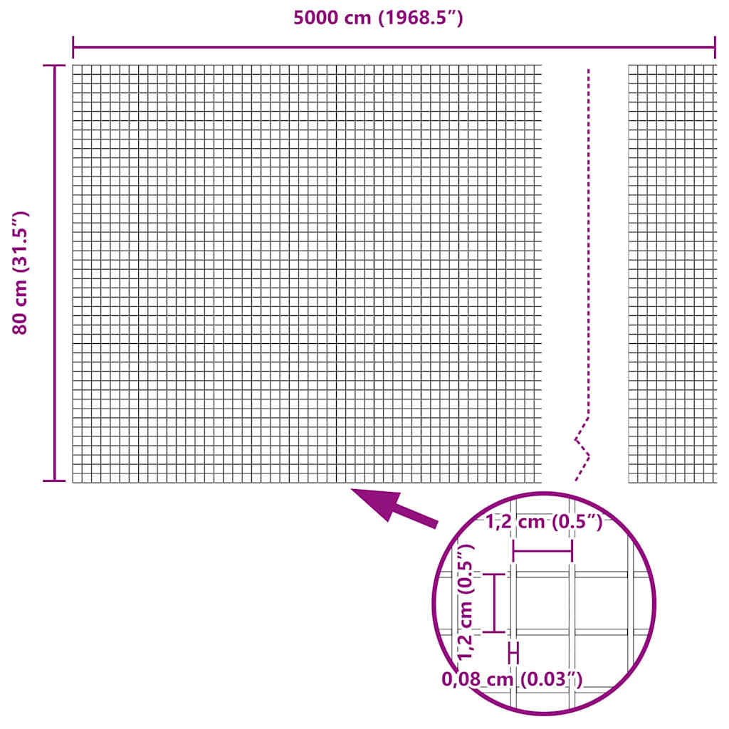 vidaXL Συγκολλητός φράχτης από σύρμα Γκρι 0.8 x 50 μ